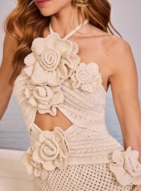 Vestido Curto Crochê Rosas - Skazi