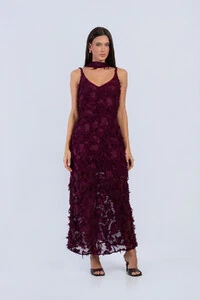 Slip Dress Lisa Decote V com Echarpe - Fernanda Nabhan