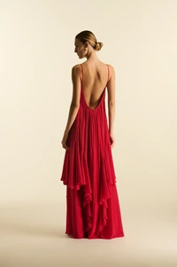 Vestido Fluido Babados - Maracujá