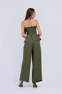 Conjunto Ísis Cropped Peplum & Pantalona com Botões - Fernanda Nabhan