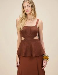 Vestido Maxi Midi Tricot Peplum - Skazi