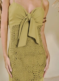Vestido Midi Com Bordado Em Linho - Open
