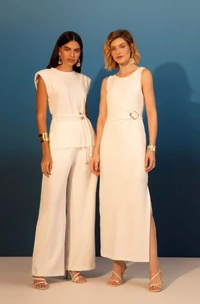 Vestido Cavado Pregas Detalhe Fivela - Sly Wear