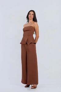 Conjunto Ísis Cropped Peplum & Pantalona com Botões - Fernanda Nabhan