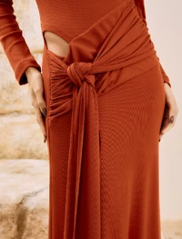 Vestido Longo Canelado - Open