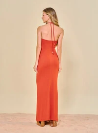 Vestido Longo Com Decote Cut Out - Open