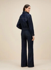 Jaqueta Blue Denim Pespontos Flores - Skazi