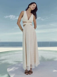 Vestido Recortes Tule Bordado - Tufi Duek