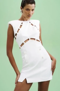 Vestido Curto Recortes Pérolas - Tufi Duek