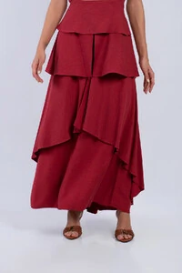 Vestido Midi Ombro a Ombro Mangas Bufantes Camadas - Fernanda Nabhan