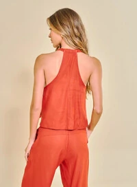Blusa Feminina Em Linho Drapeada - Open