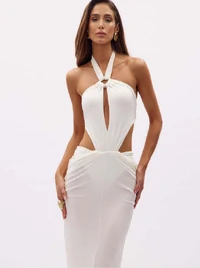 Vestido Amarração Franzido Metal - Oasis