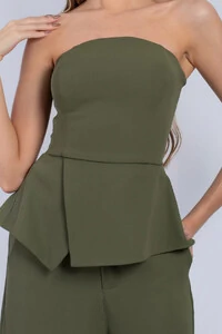 Conjunto Ísis Cropped Peplum & Pantalona com Botões - Fernanda Nabhan