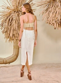 Vestido Midi Com Decote Em Argolas E Cut-outs - Open