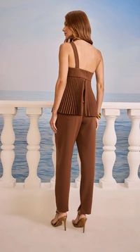 Blusa Nula Manga Plissada