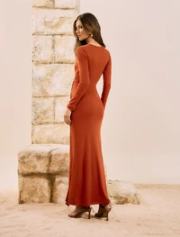 Vestido Longo Canelado - Open