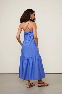 Vestido De Algodão Longo Busto Franzido - Animale