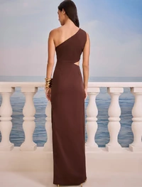 Vestido Um Ombro Metal Recorte Cintura - Skazi