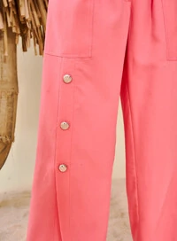Calça Feminina Alfaiataria Linho Com Fendas - Open