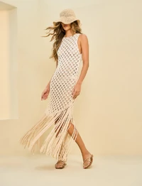 Vestido Crochê Franjas - Open