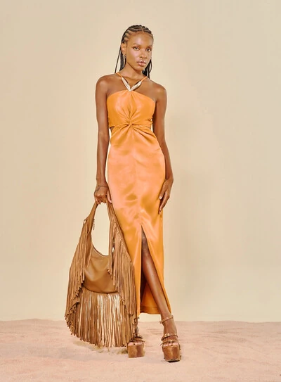 Foto Vestido Midi Com Fenda Frontal Charmeuse - Open