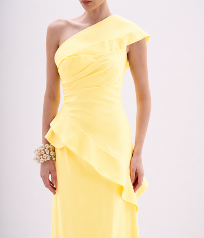 FotoVestido Um Ombro Babados - Artesacra