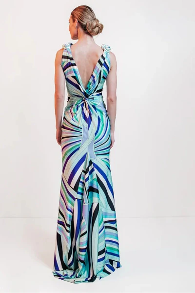 FotoVestido Longo Estampado com Alamar - Unity Seven