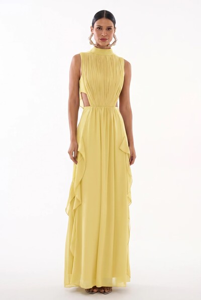 Foto Vestido Gola Alta Babados - Fleche D'or