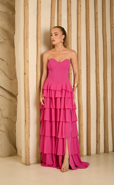Foto Vestido Corselet Saia Babados - Amicci