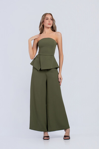 FotoConjunto Ísis Cropped Peplum & Pantalona com Botões - Fernanda Nabhan