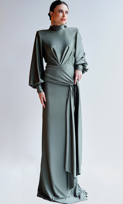 Foto Vestido Gola Alta Pala Faixa - Unity Seven