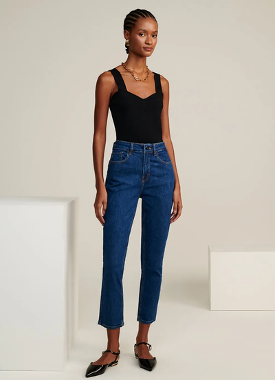 Foto Top Cally Preto Tricot Feminino - Le Lis
