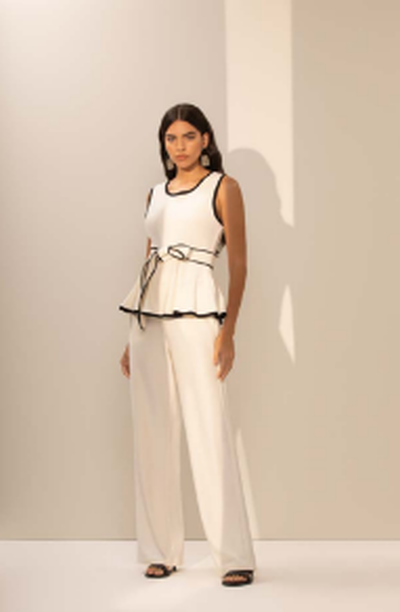 Foto Pantalona Cós Alto Faixa Texturizado - Sly Wear
