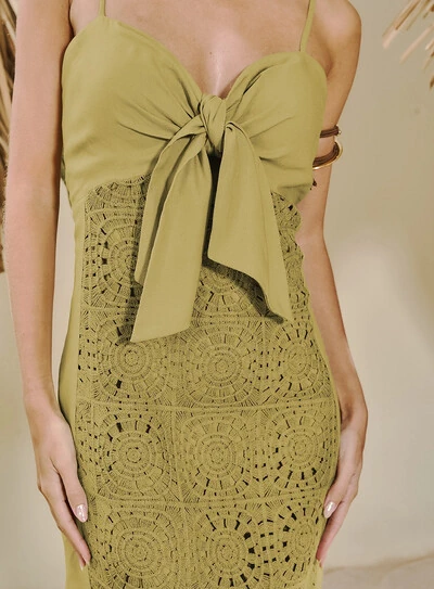 FotoVestido Midi Com Bordado Em Linho - Open