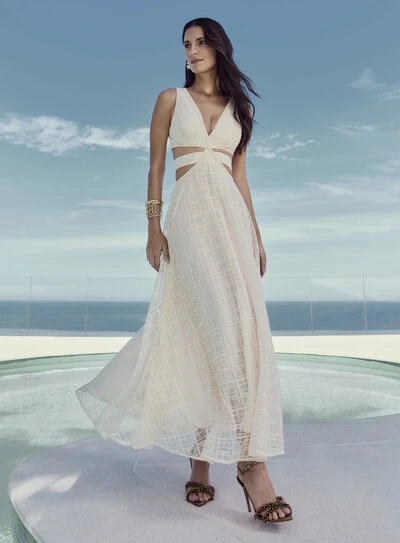 FotoVestido Recortes Tule Bordado - Tufi Duek