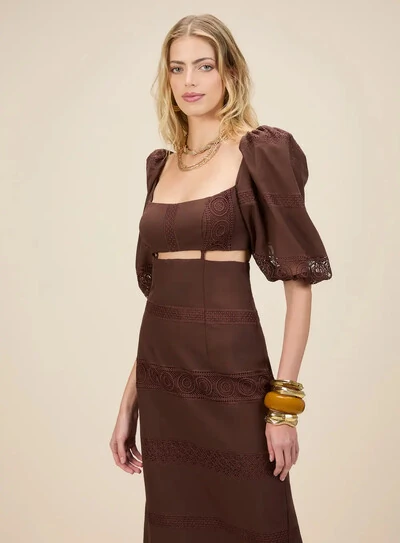 Foto Vestido Midi Algodão Entremeios - Skazi