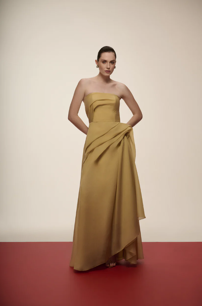Foto Vestido Drapeado Lateral - Maracujá