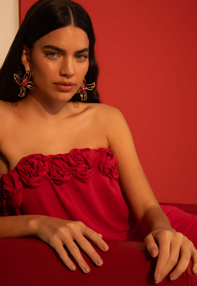FotoVestido Tomara-que-Caia com Detalhe de Rosas - Sly Wear