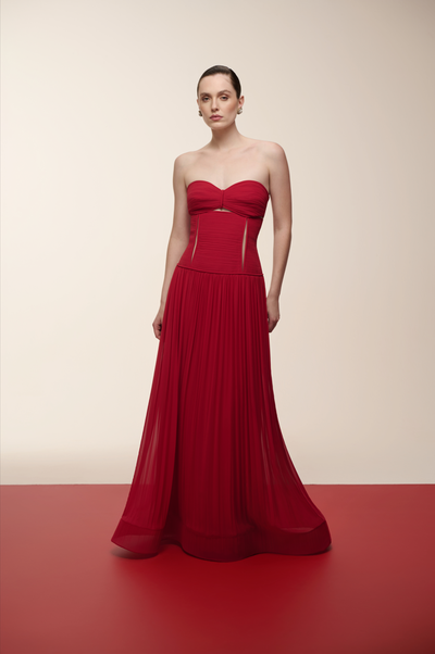 Foto Vestido Drapeado Recortes - Maracujá