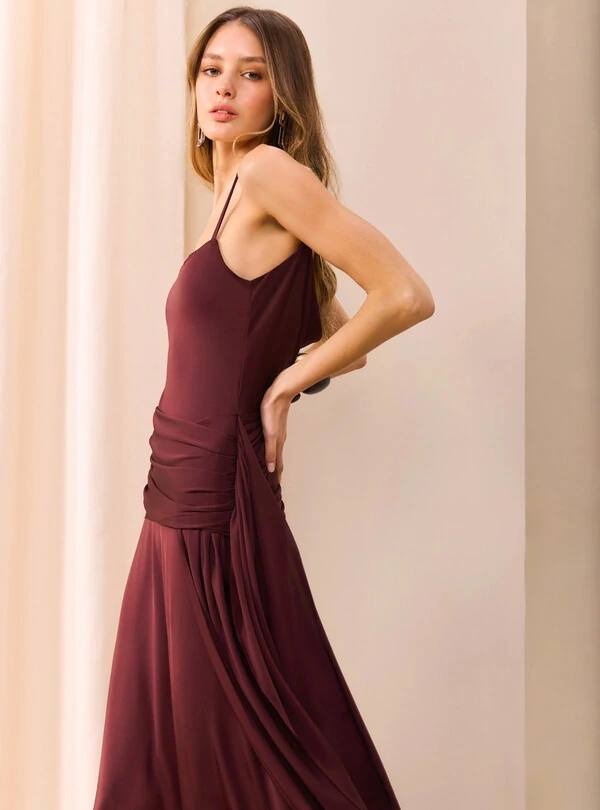 Vestido Longo Jersey Drapeado - Skazi