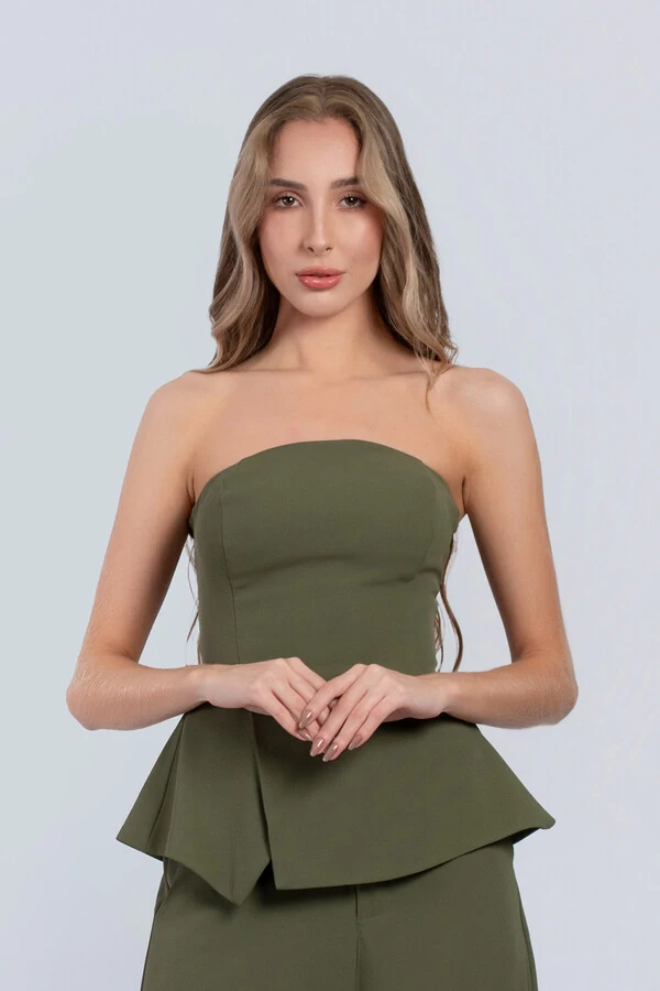 Conjunto Ísis Cropped Peplum & Pantalona com Botões - Fernanda Nabhan