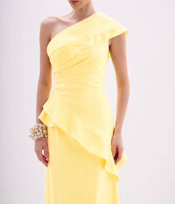 Vestido Um Ombro Babados - Artesacra