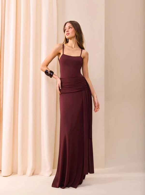 Vestido Longo Jersey Drapeado - Skazi