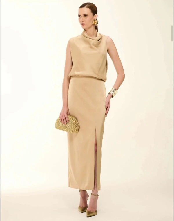 Vestido Midi Acetinado - Artesacra