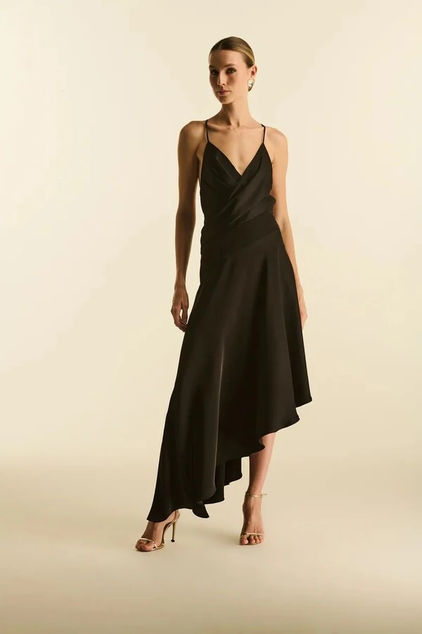 Vestido Midi Assimétrico - Maracujá