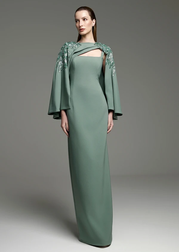 Vestido Alça Capa Bordado - M.Rodarte