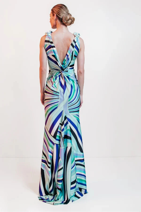 Vestido Longo Estampado com Alamar - Unity Seven