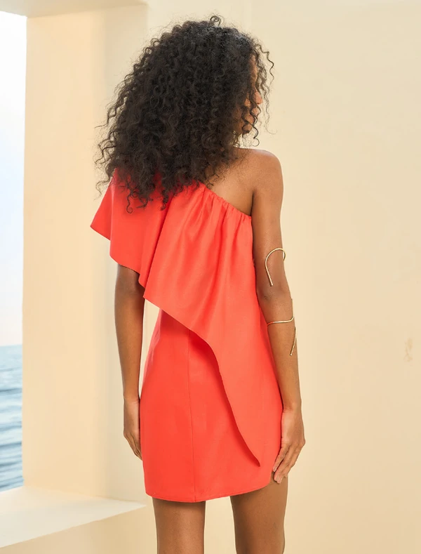 Vestido Um Ombro Dobradura - Skazi