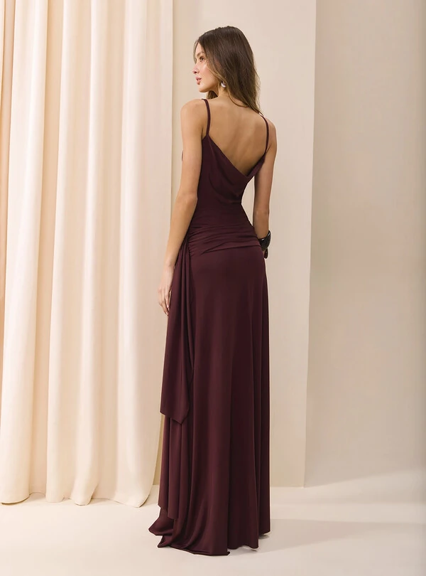 Vestido Longo Jersey Drapeado - Skazi