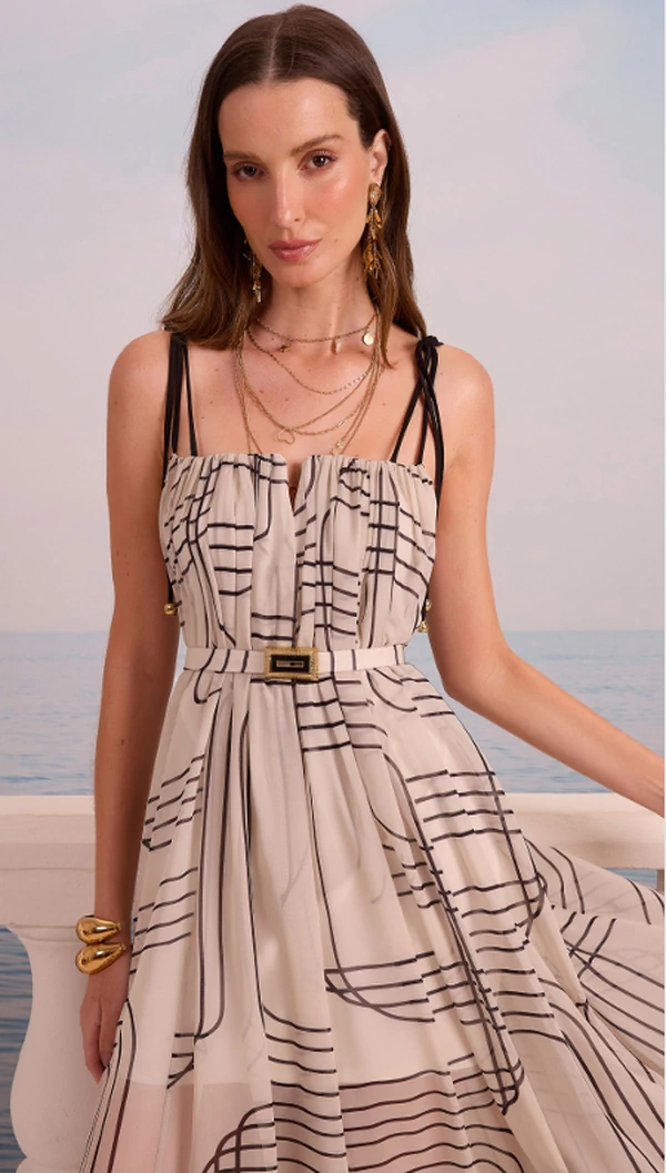 Vestido Midi Alça Amarração - Skazi